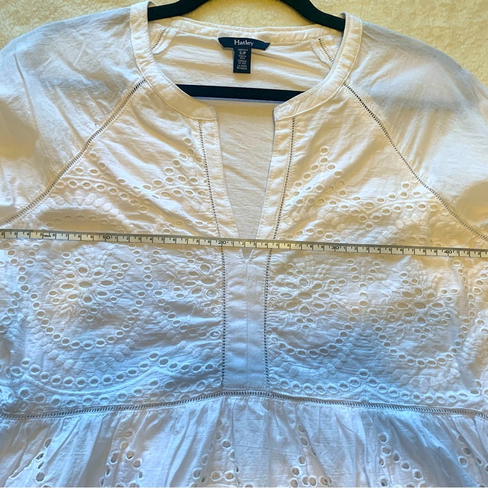Hatley Hope White Eyelet Tunic / Blouse - 100% Organic Cotton - Picture 10 of 10